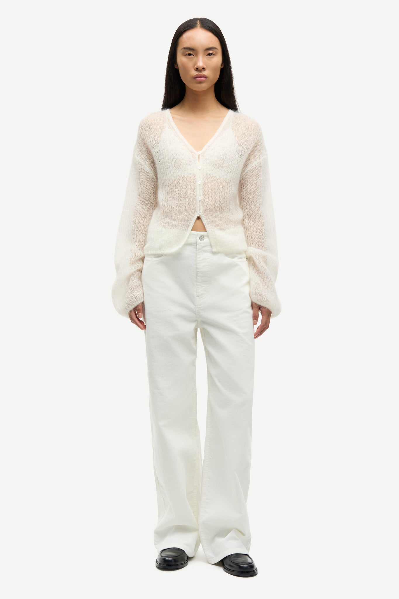 Mohair cardigan in clear cream