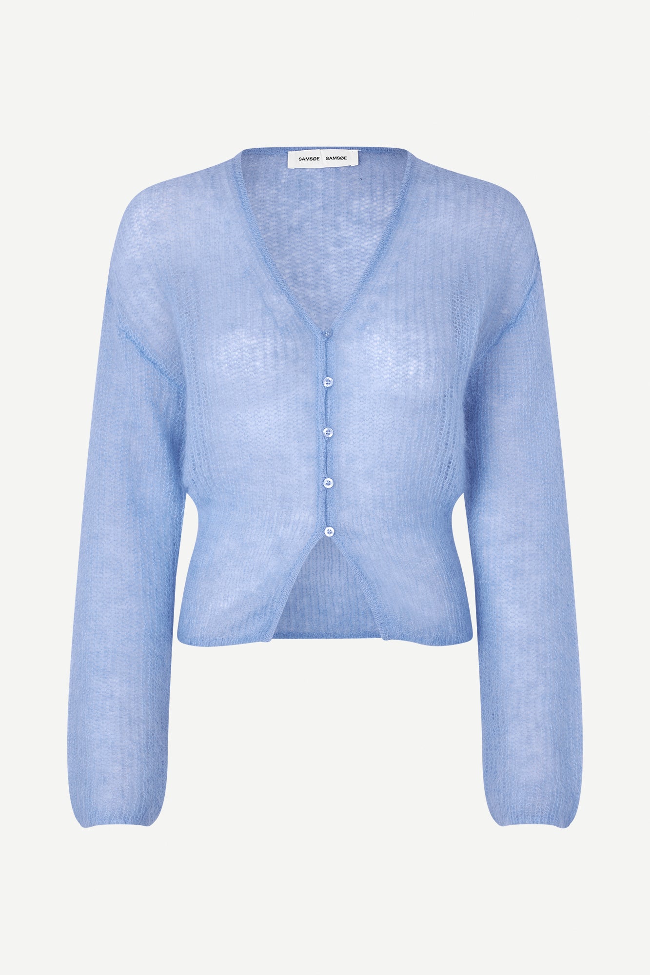 Mohair cardigan in della robbia blue