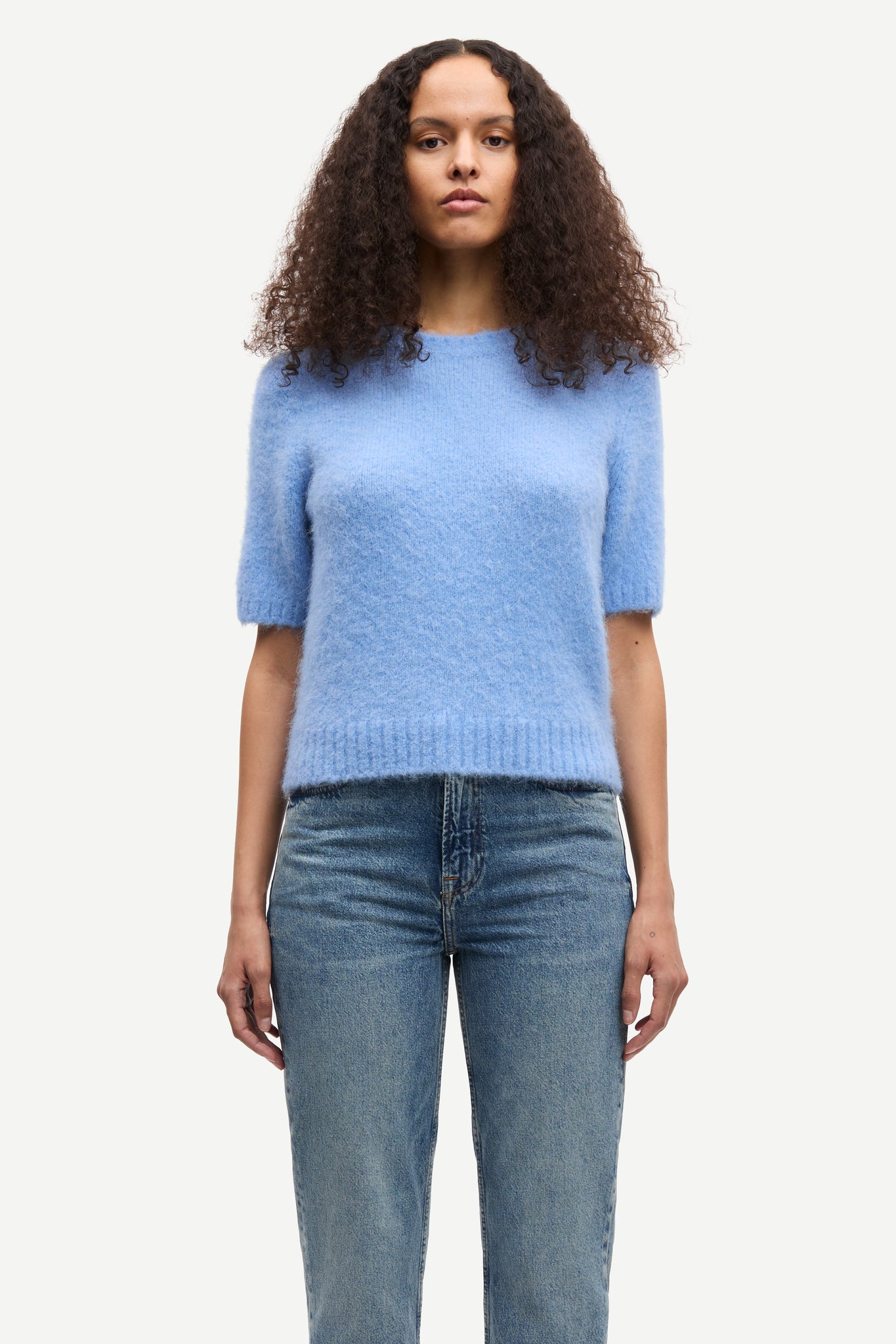 Sajeanne alpaca top in sky blue