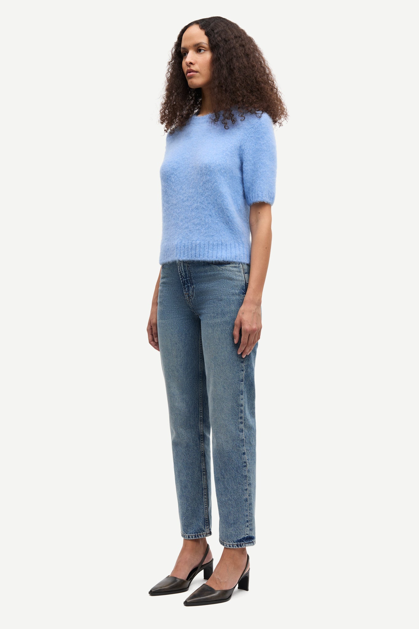 Sajeanne alpaca top in sky blue