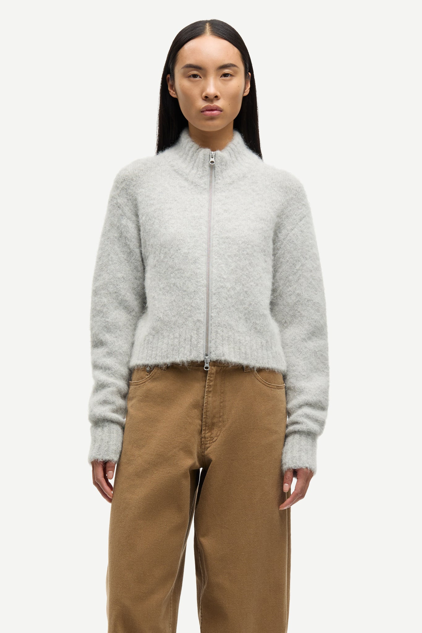 Sajeanne alpaca cardigan in light grey melange