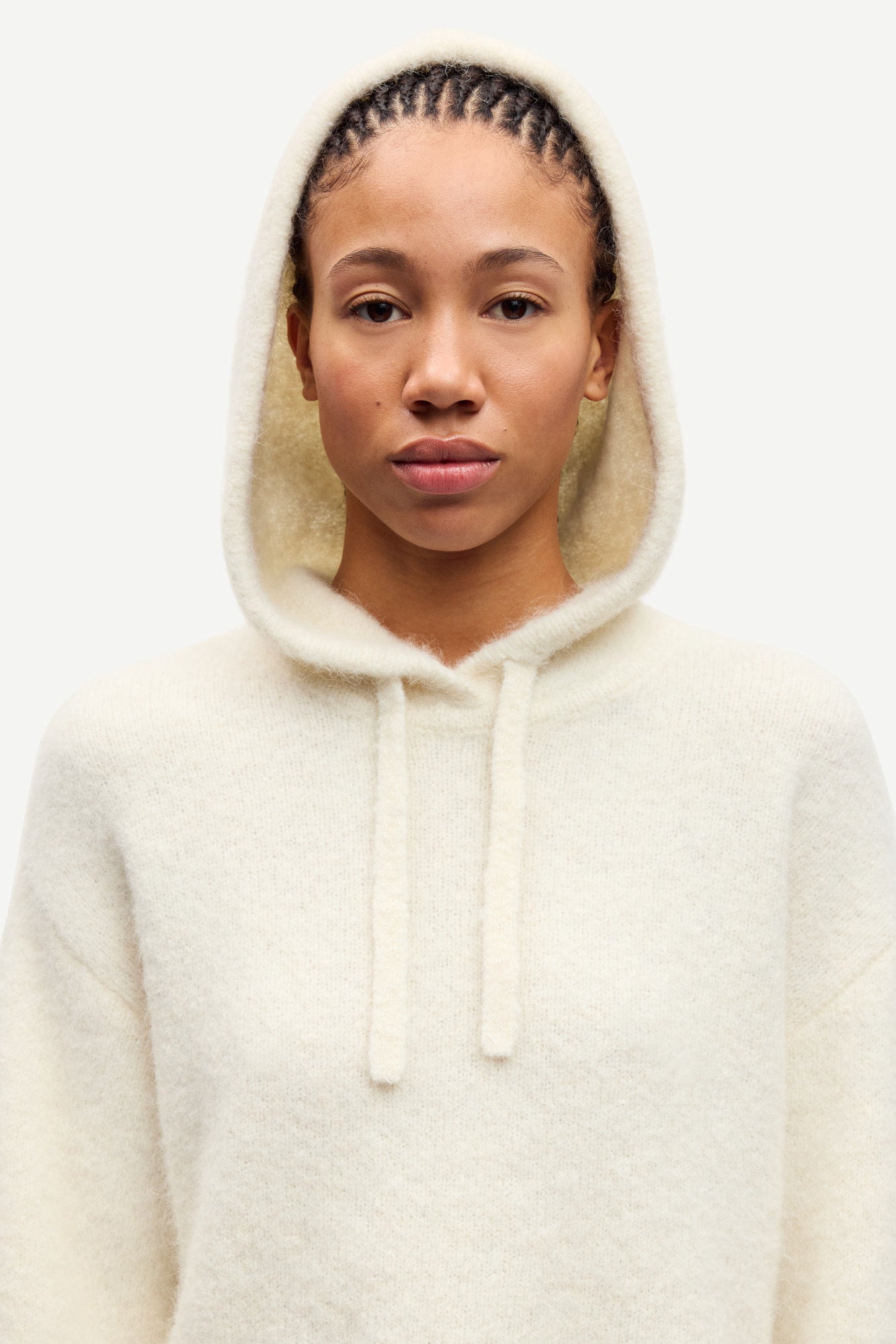 Alpaca hoodie in clear cream