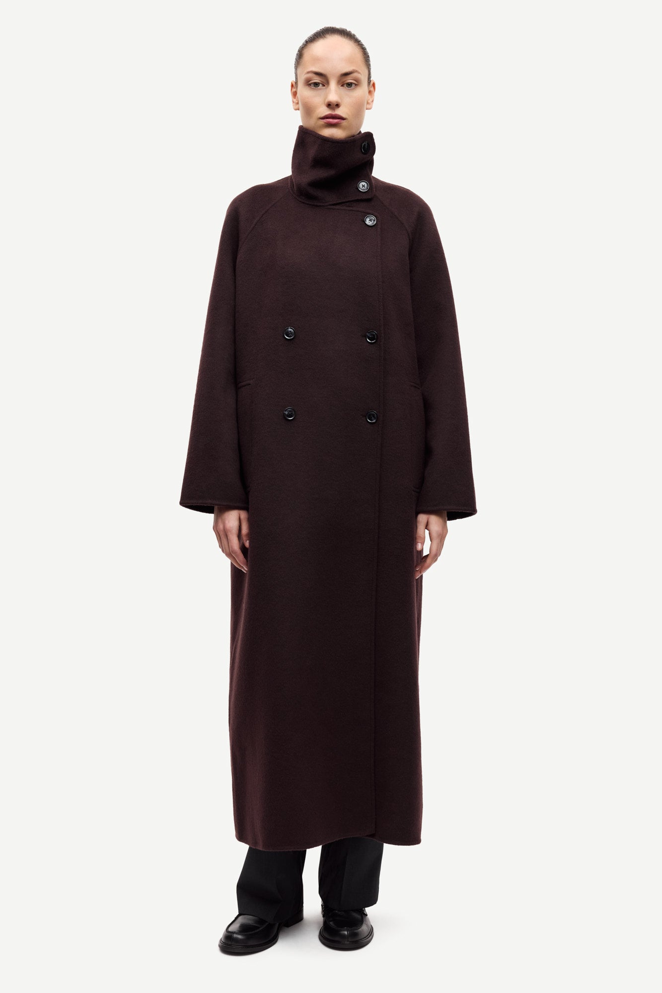 Felted coat in black coffee