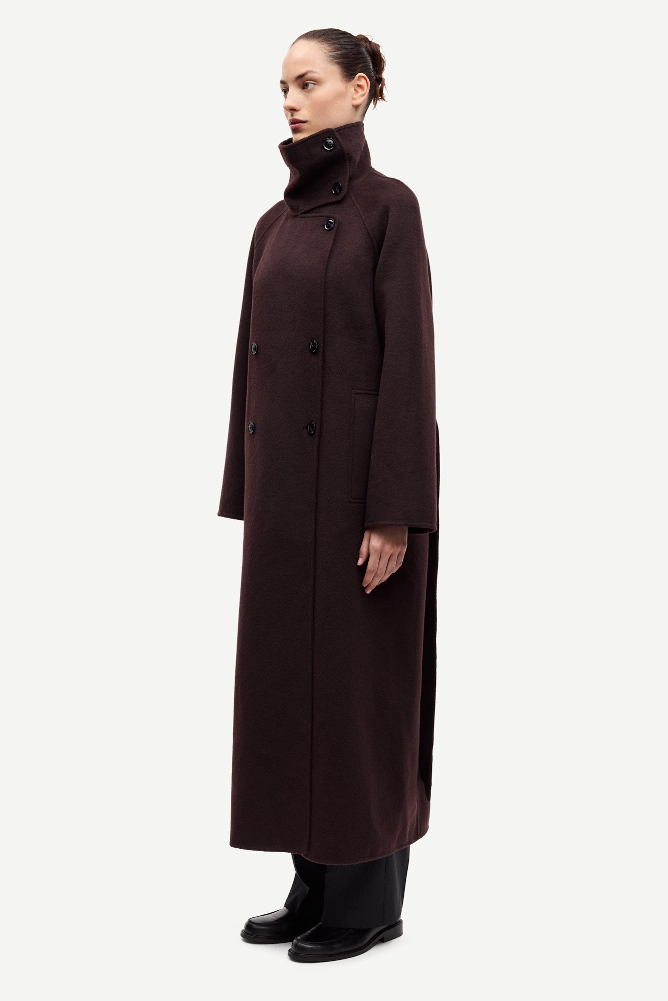 Felted coat in black coffee