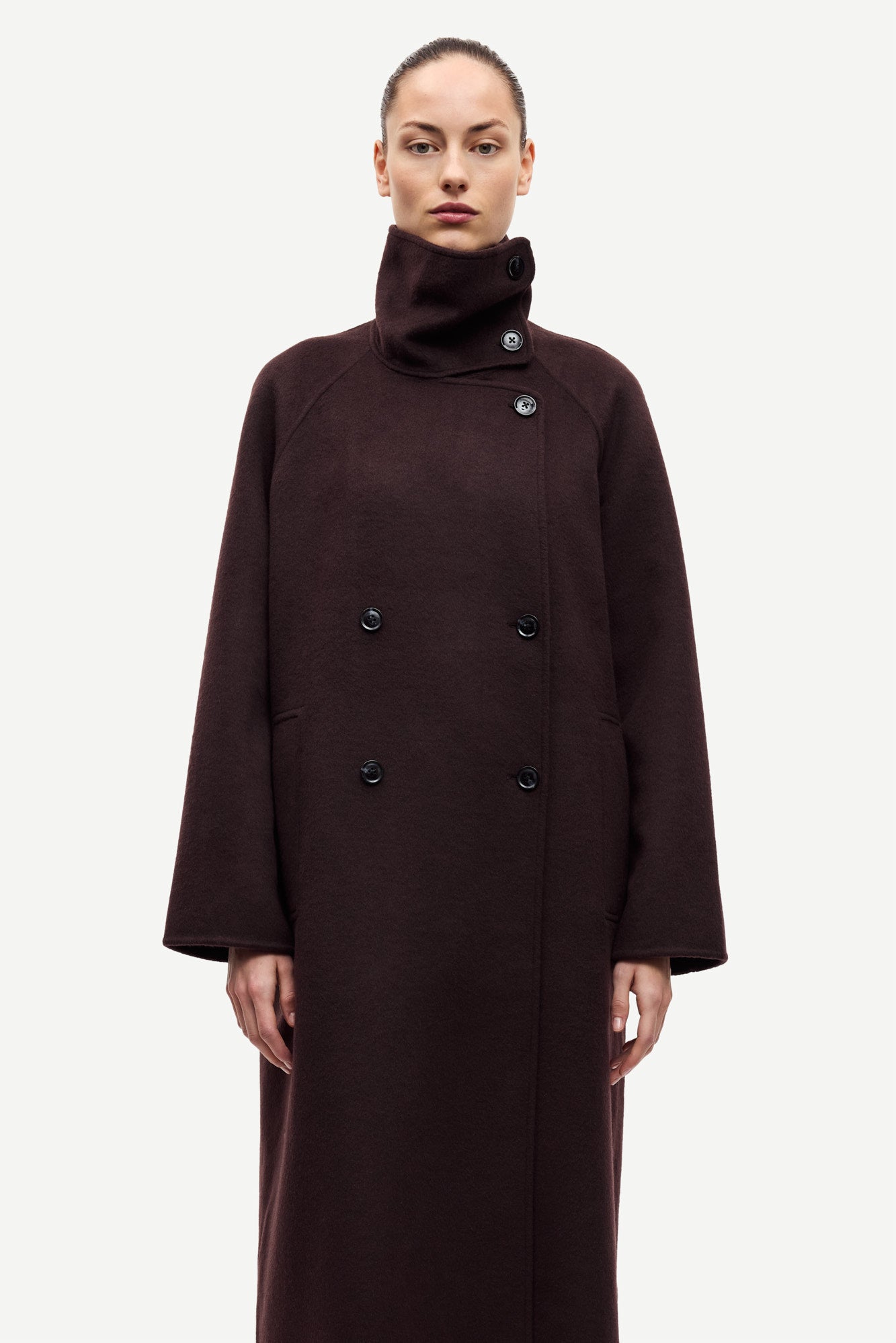 Felted coat in black coffee