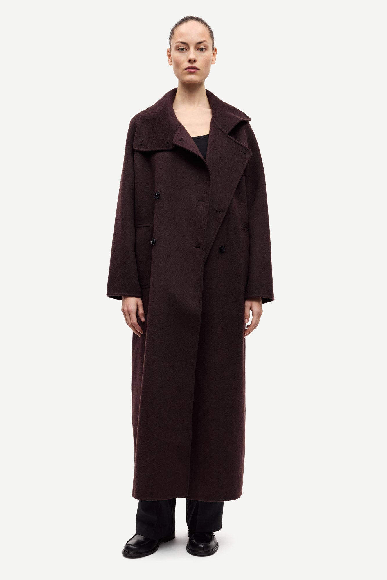 Felted coat in black coffee