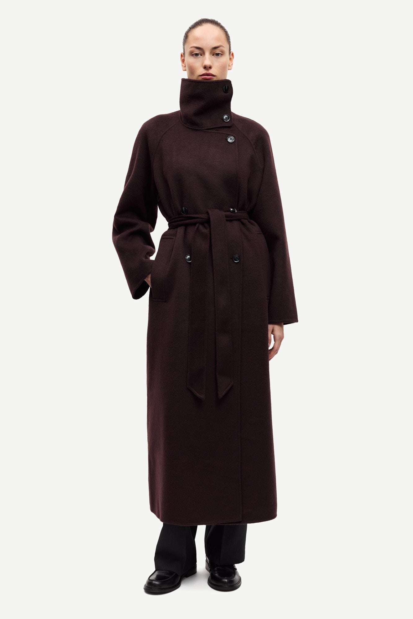 Felted coat in black coffee