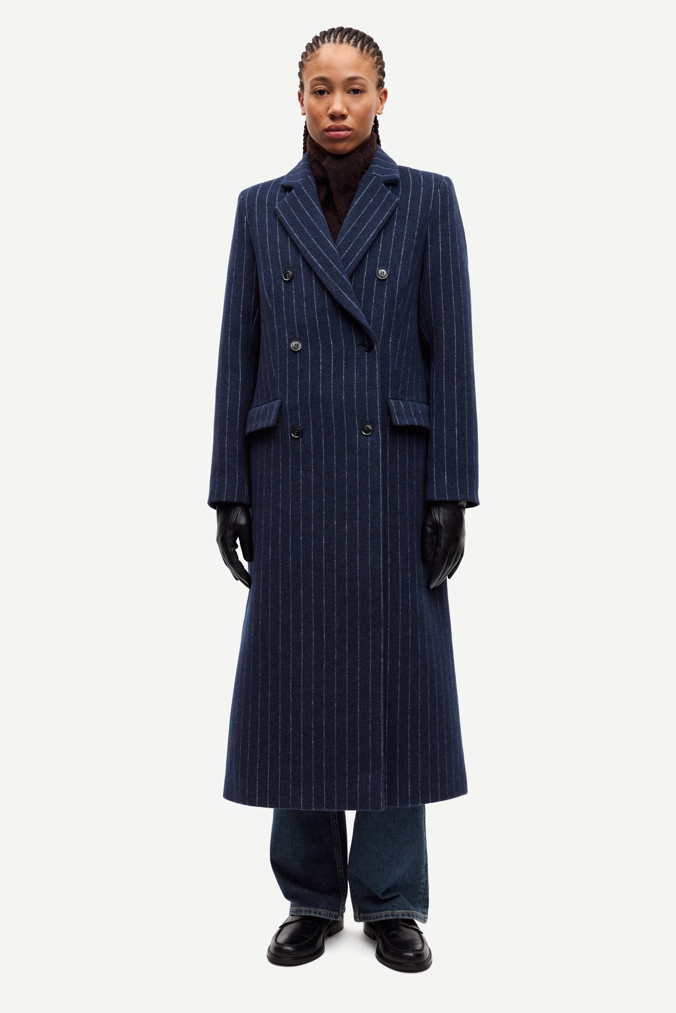 Safalcon coat in blue pinstripe