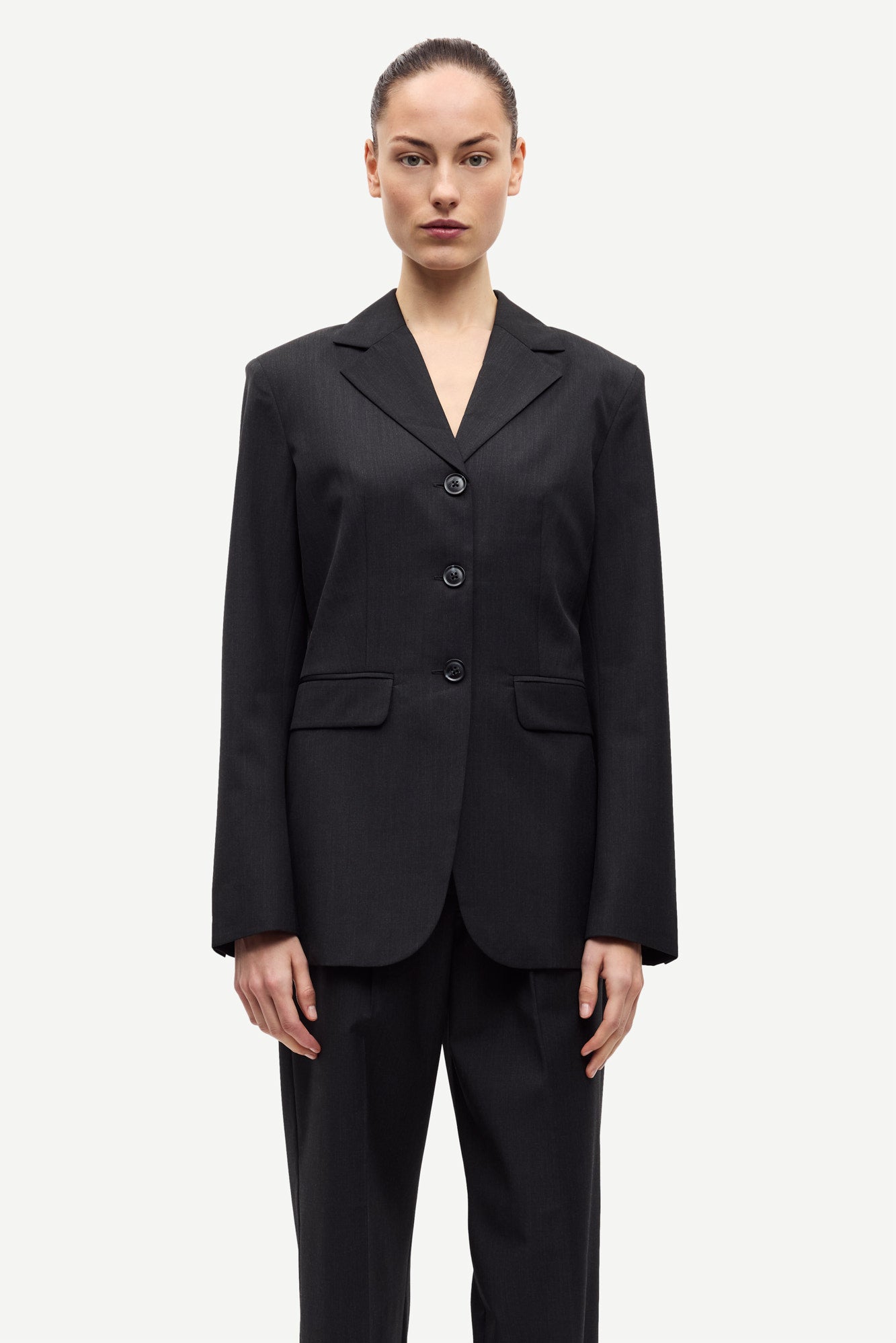 Satove blazer in black melange