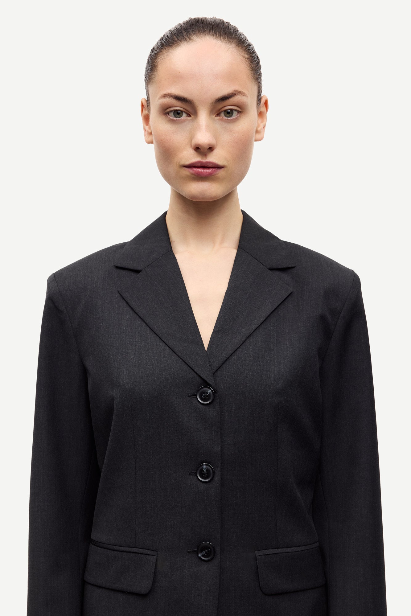 Satove blazer in black melange