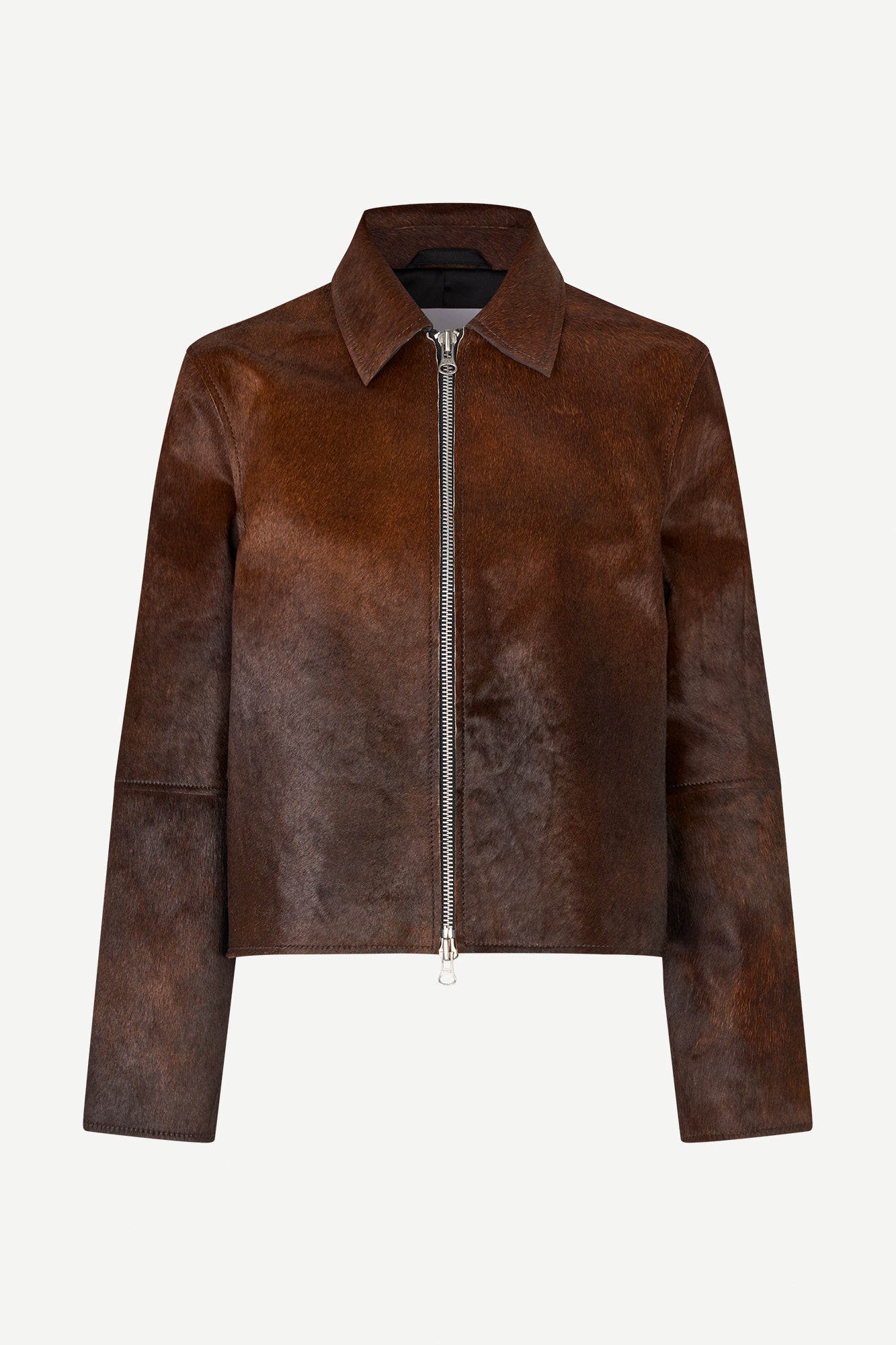 Salylo leather jacket in dark brown dip-dye
