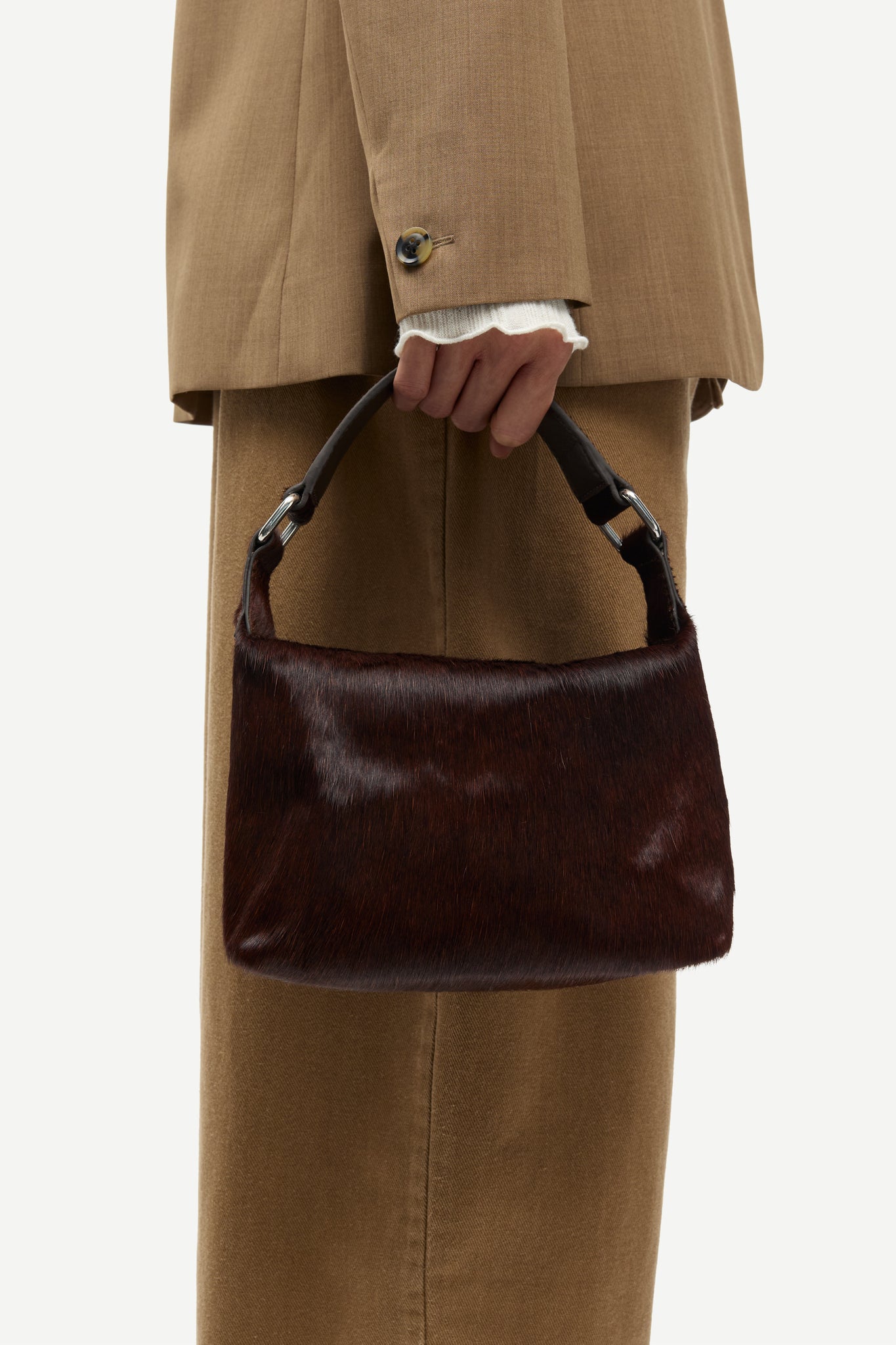 Cow leather mini bag in dark brown