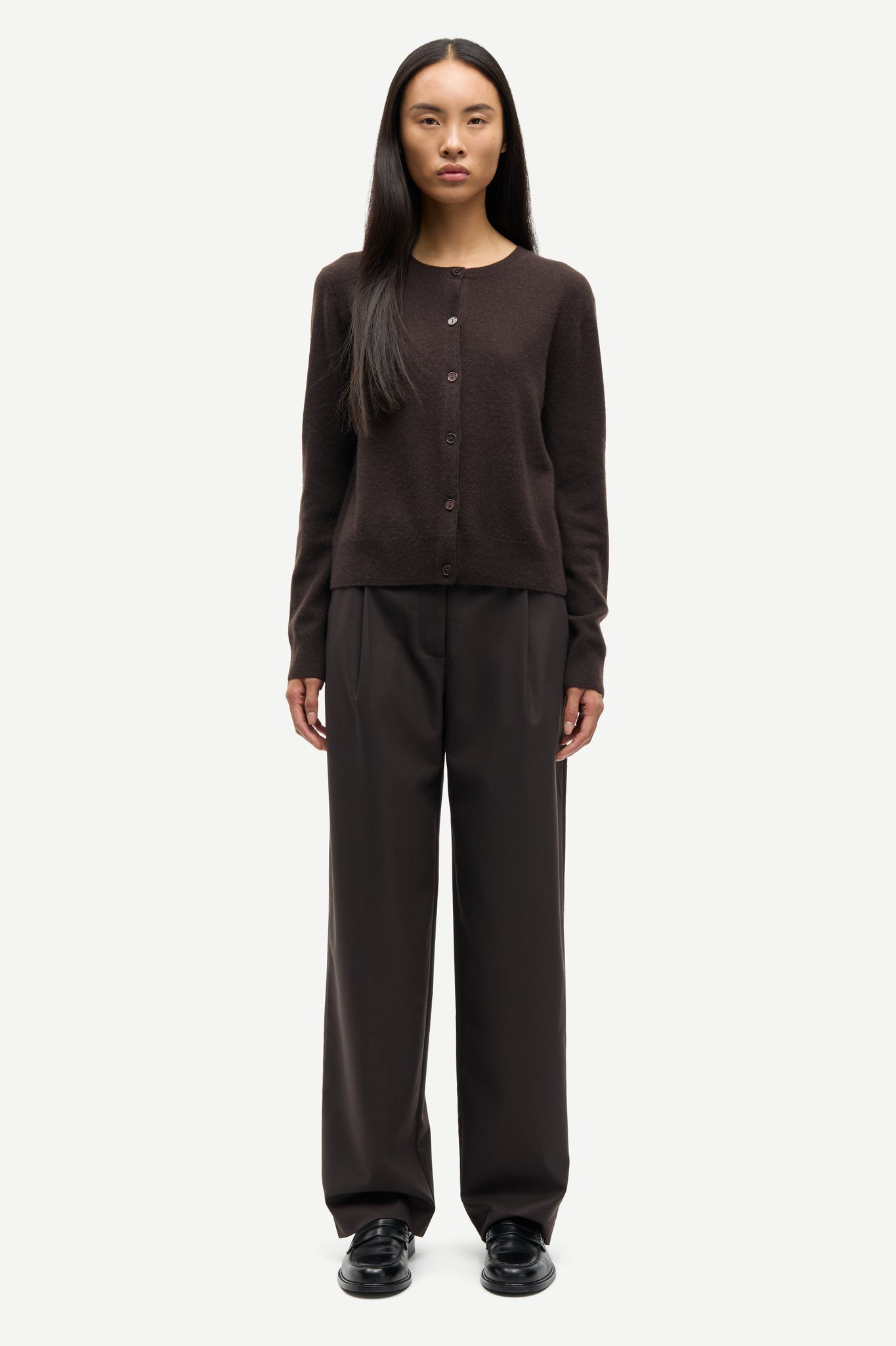 Pure cashmere cardigan in black coffee
