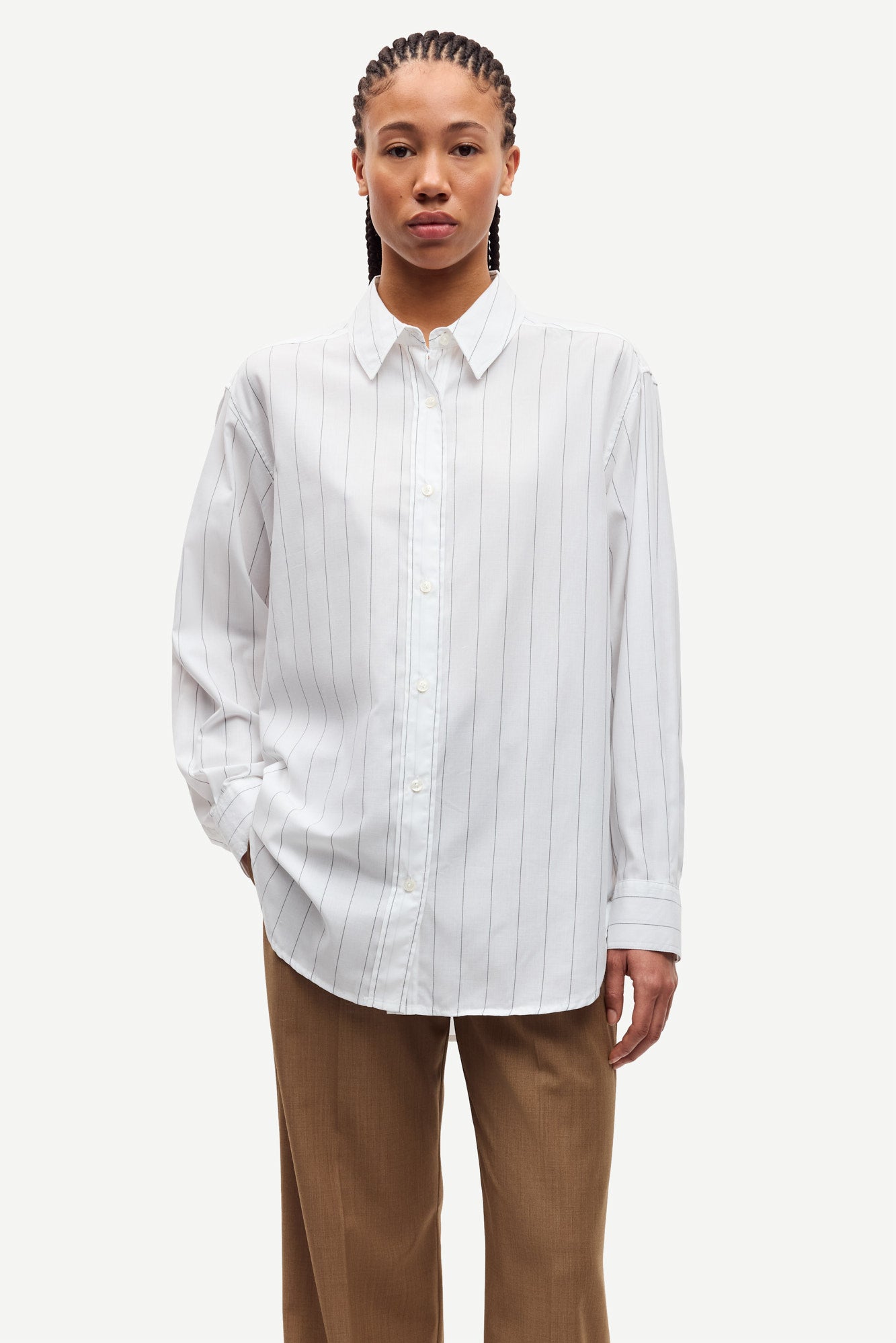 Salova shirt in white pinstripes