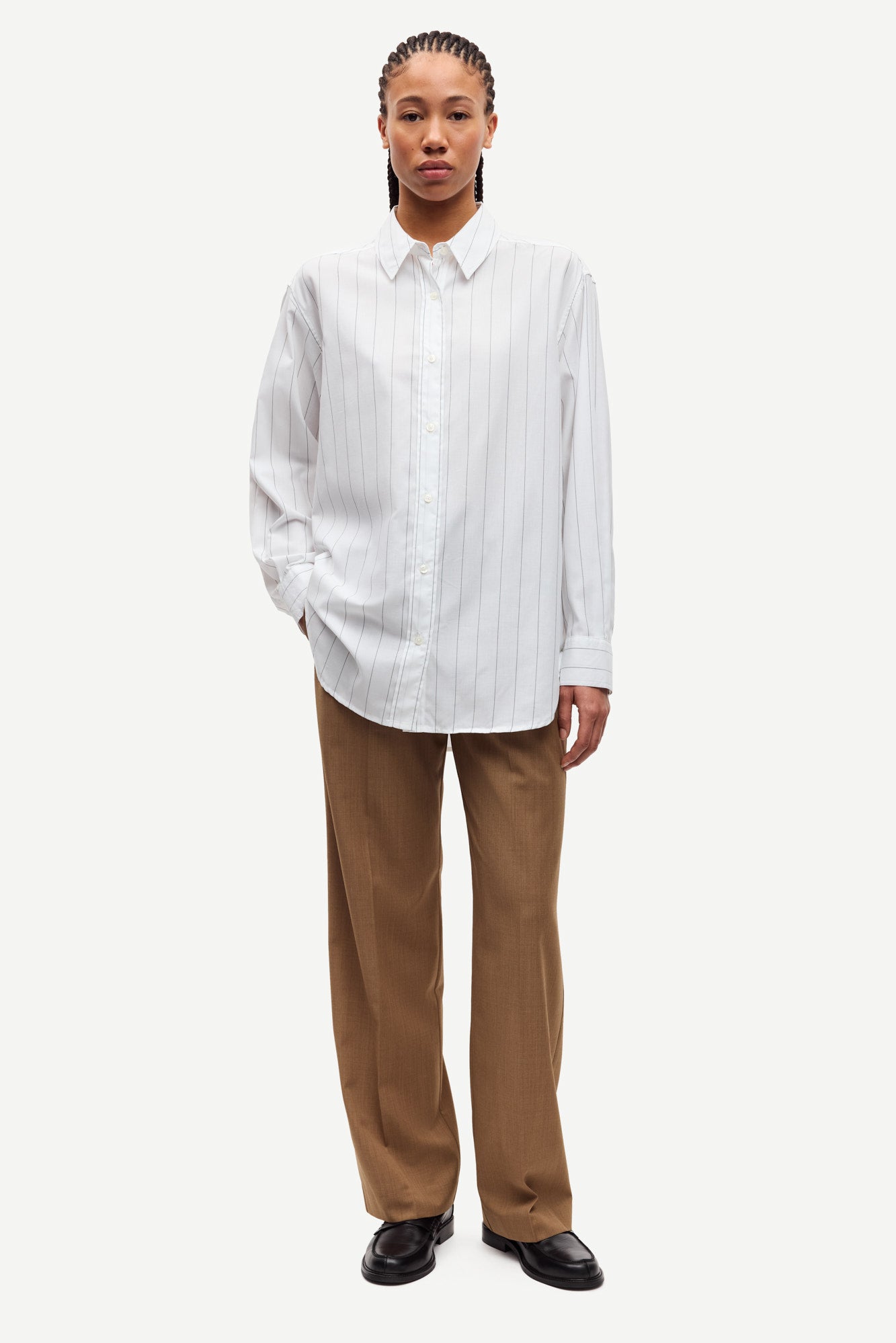 Salova shirt in white pinstripes