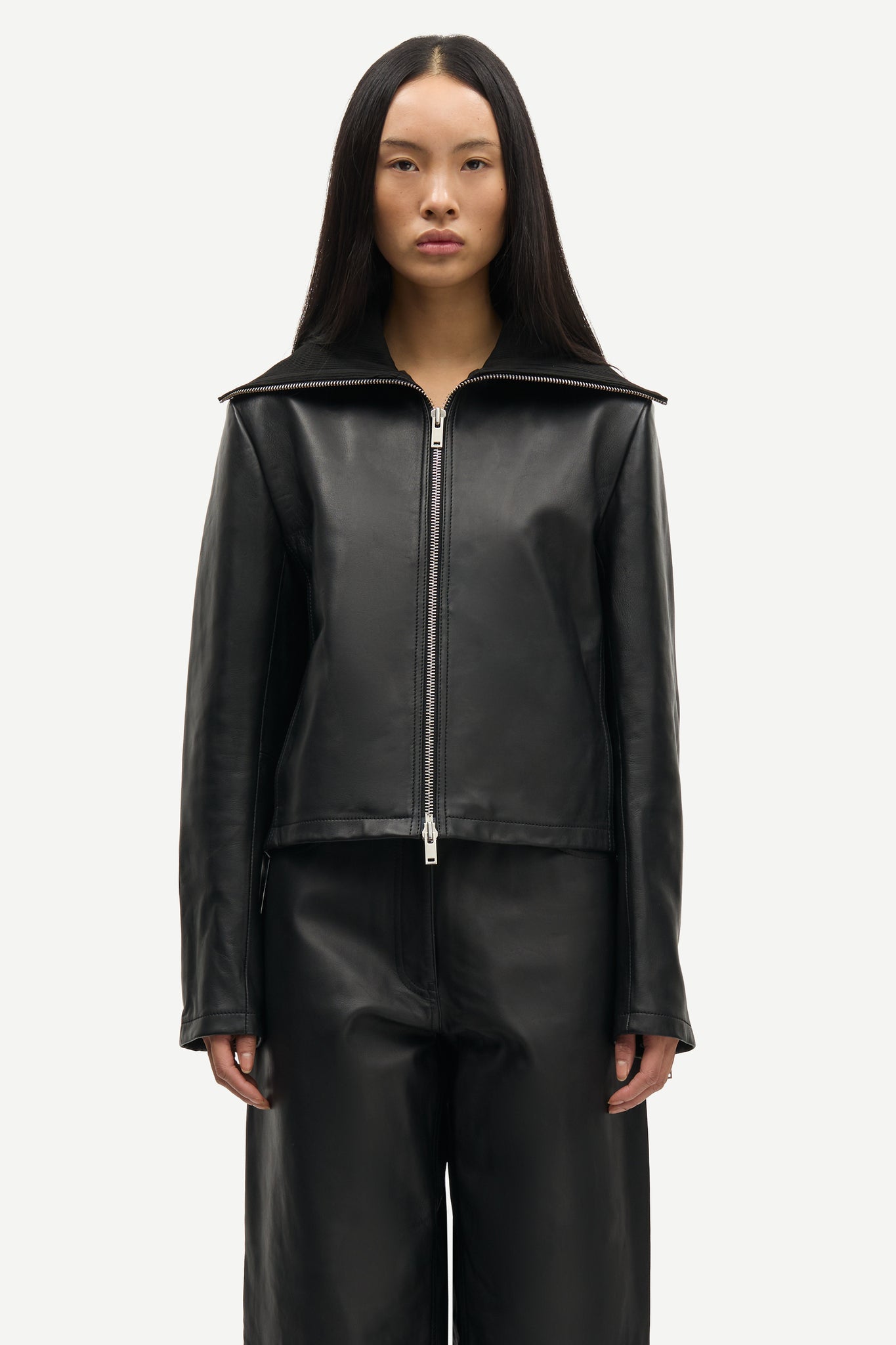 Sashira leather jacket in black