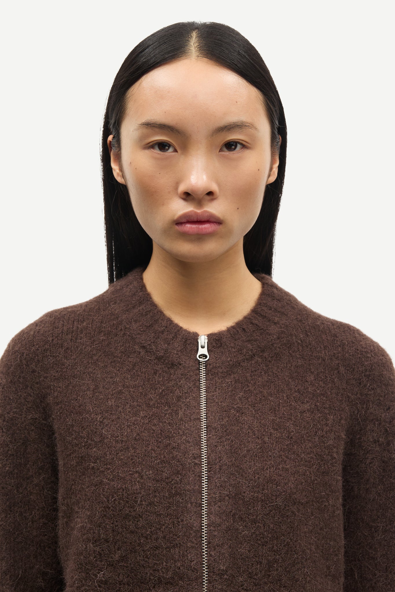 Sajeanine zip cardigan in black coffee