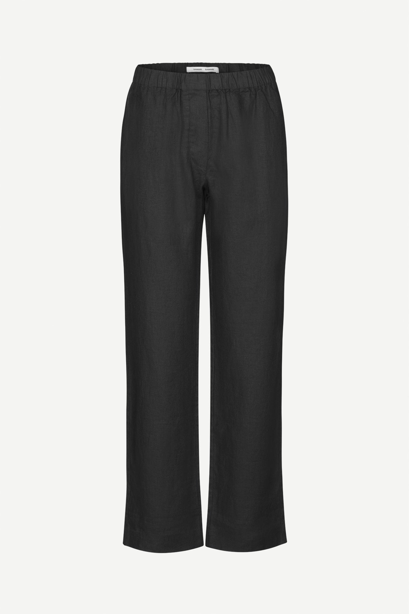 Linen straight leg trousers in black