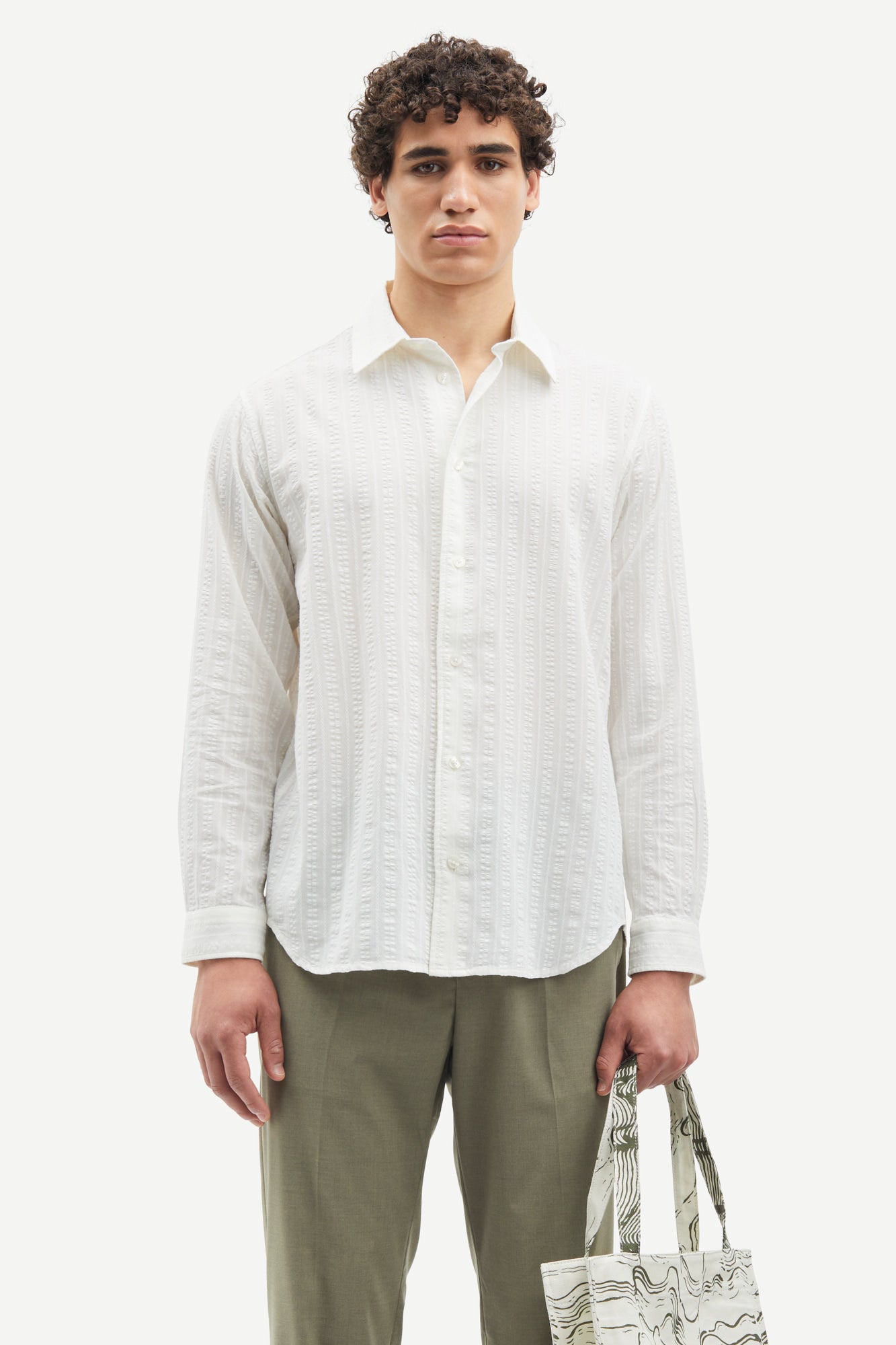 Cotton shirt in clear cream