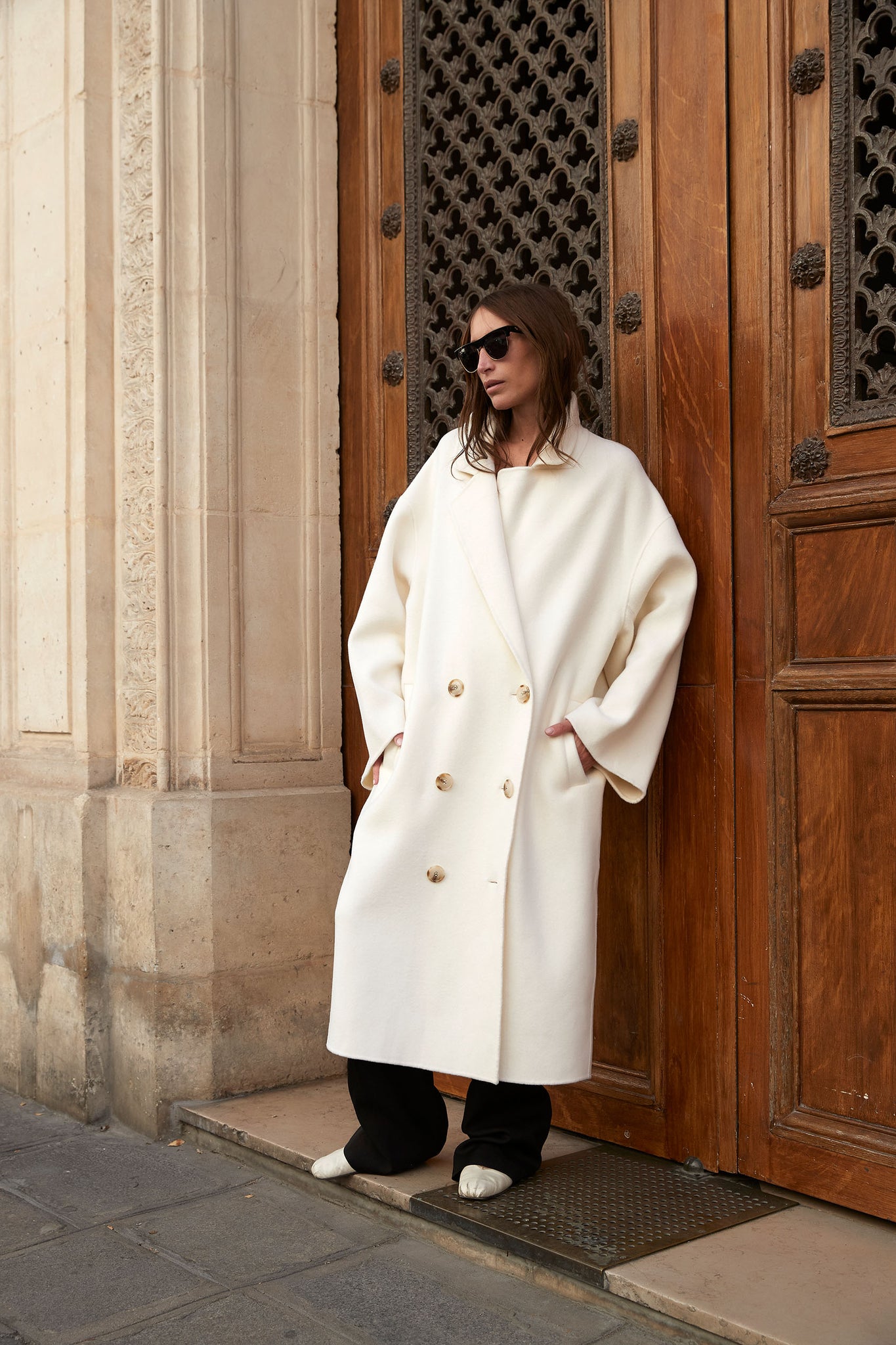 BORNEO OVERSIZED COAT BY LOULOU STUDIO IN IVORY