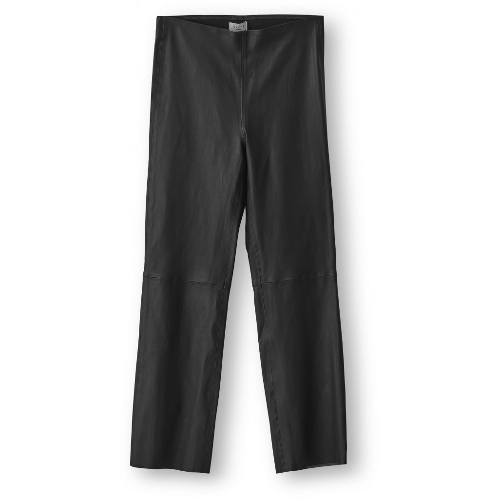 STRAIGHT LEG CROPPED LEATHER PANTS IN BLACK