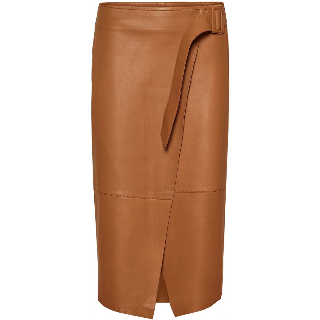 ALBA LEATHER SKIRT IN BROWN