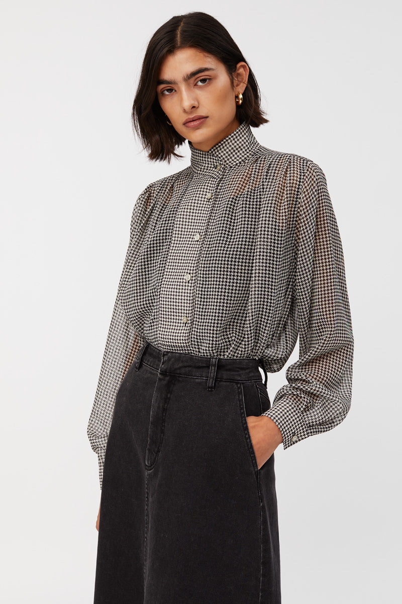 PEARL SHIRT WITH DOGTOOTH PATTERN