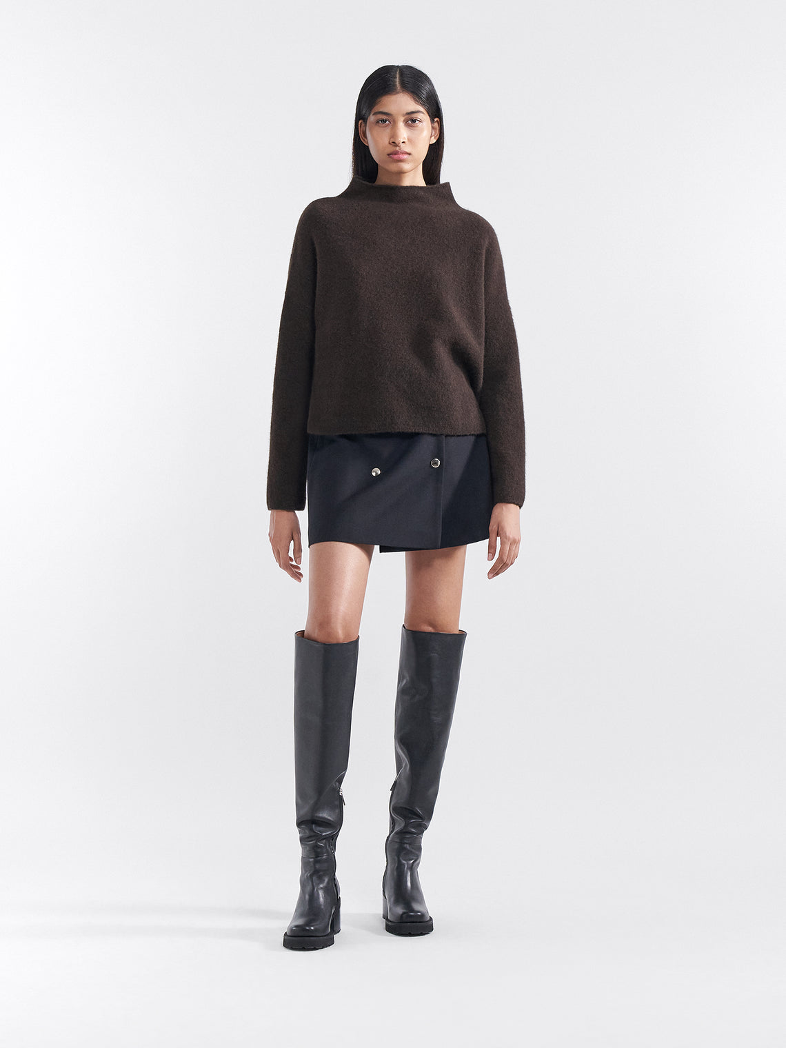 Mika yak funnelneck knitted sweater by Filippa K - ginger brown
