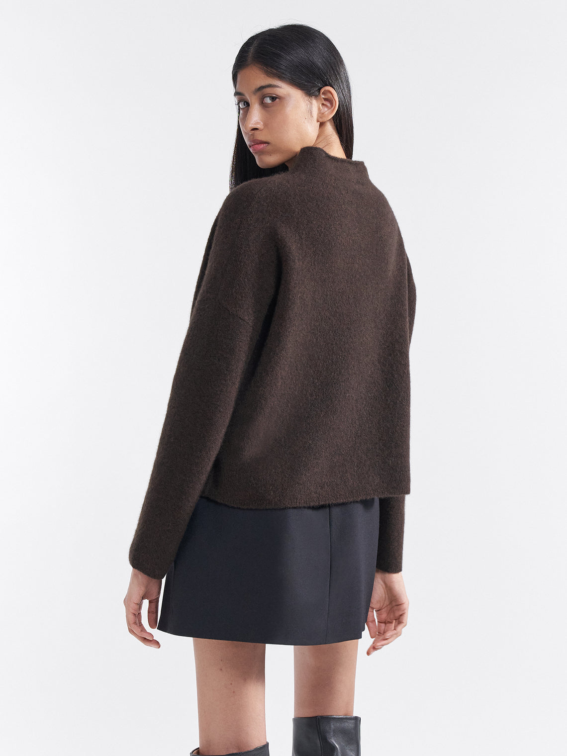 Mika yak funnelneck knitted sweater by Filippa K - ginger brown