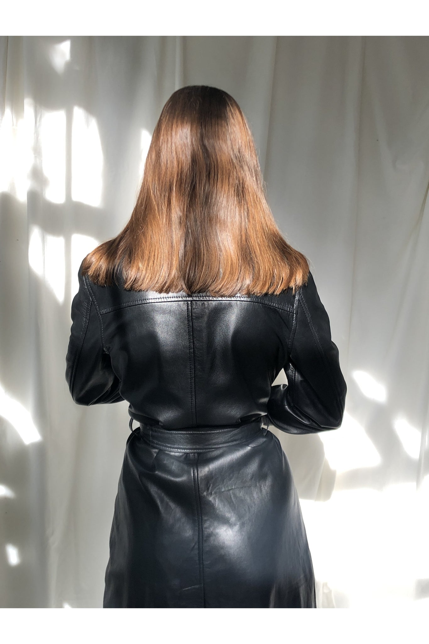 DOUBLE BREASTED LEATHER COAT IN BLACK - BEYOND STUDIOS