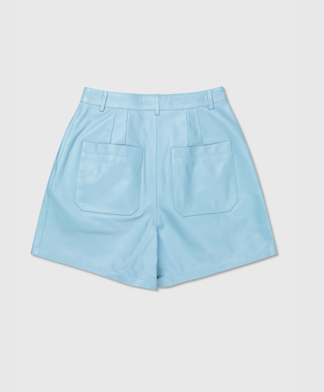 Zoe leather shorts in pale blue by Wood Wood