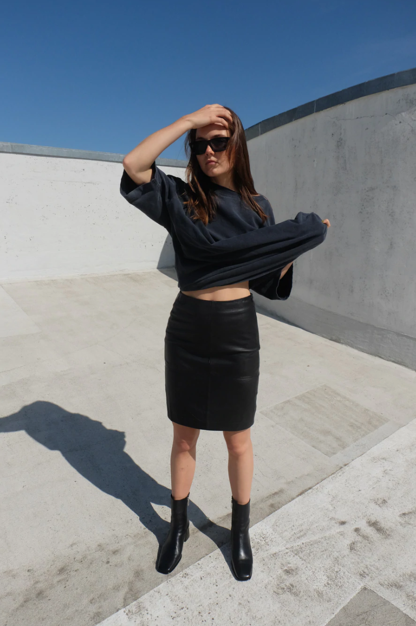 Cecilia leather skirt - black