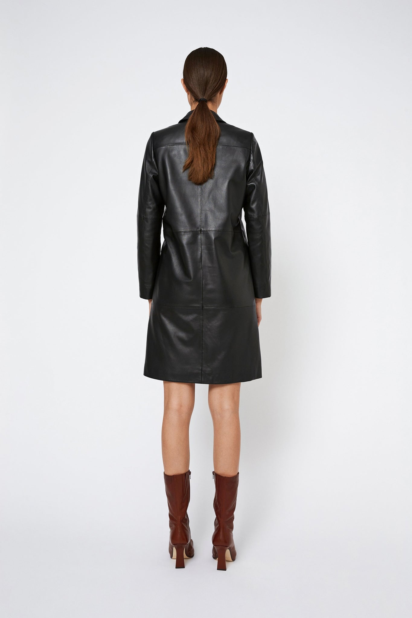 CATELYN LEATHER COAT IN BLACK BY WON HUNDRED