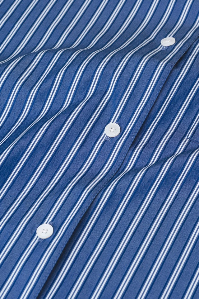 Dobby stripe shirt in blue by Wood Wood