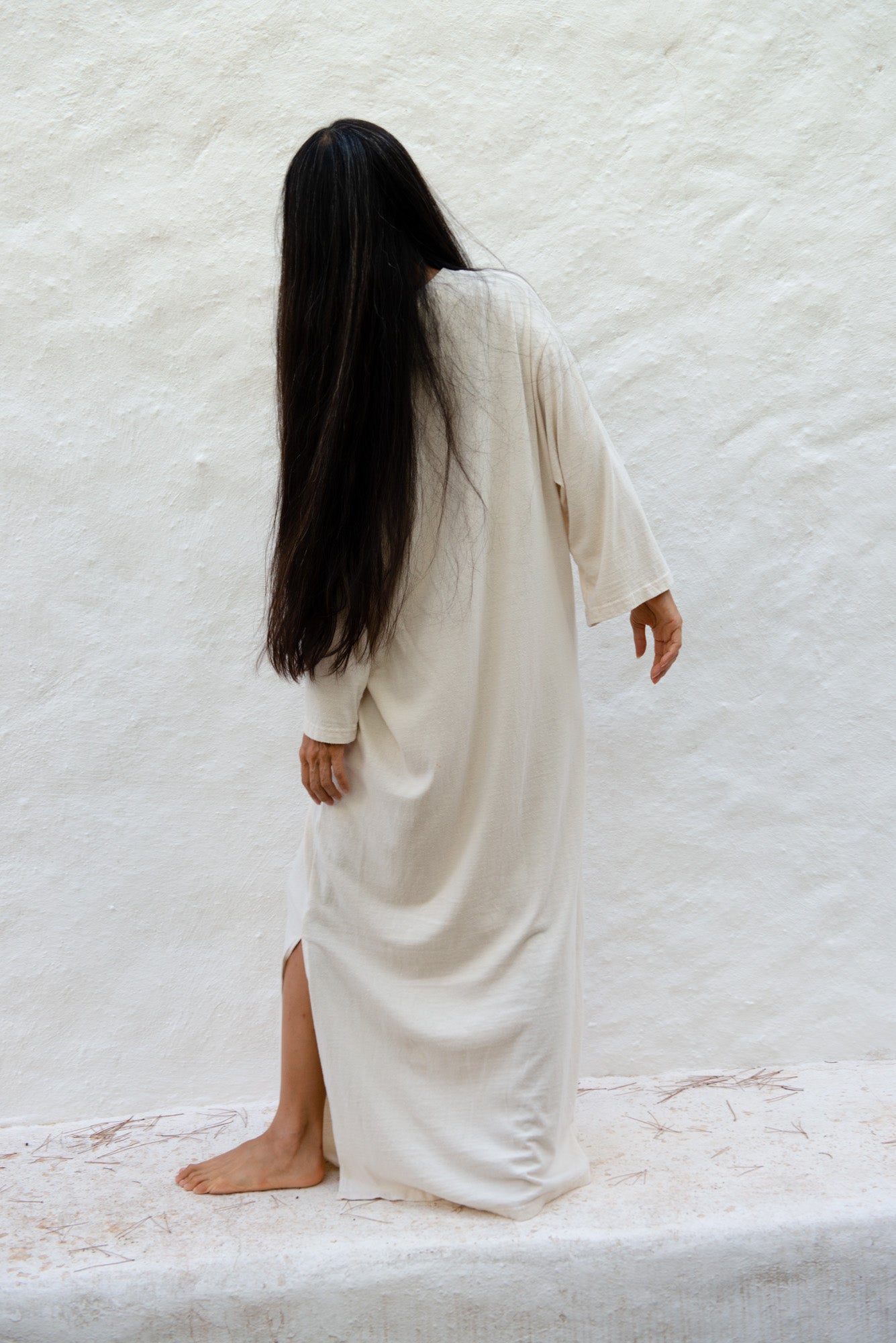 Japanese Silk Jersey Pina Dress by Can Pep Rey - ivory white