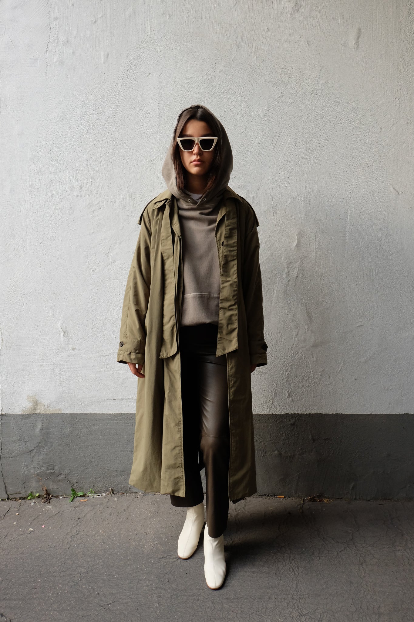 OVERSIZED TRENCHCOAT BY WHYRED IN MOSS GREEN