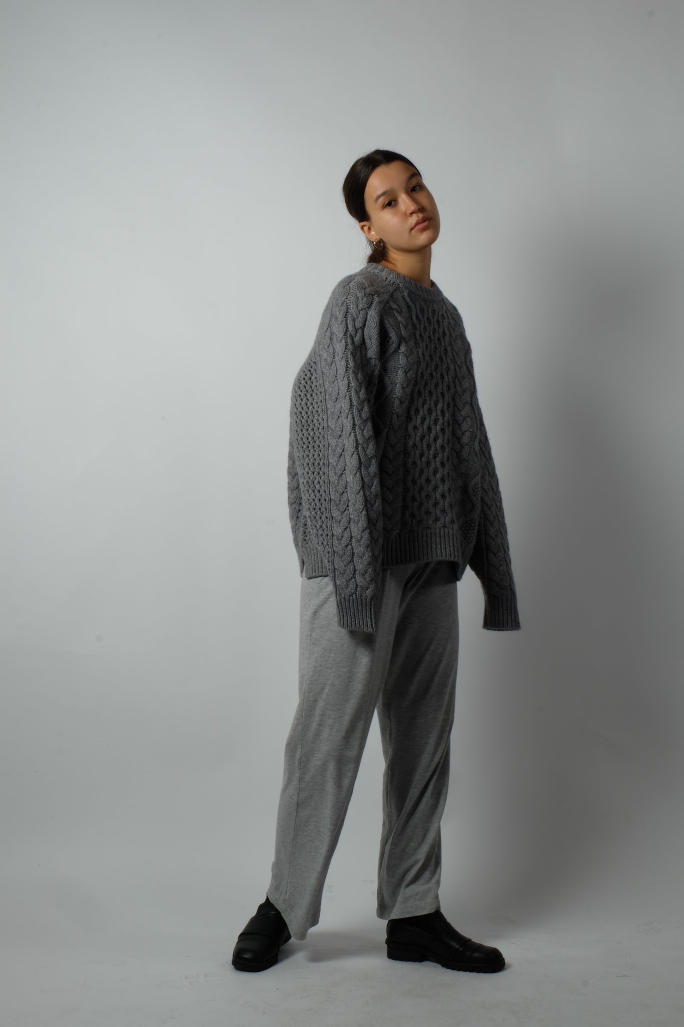 CIPRIANU CABLE KNIT PULLOVER BY LOULOU STUDIO IN GREY