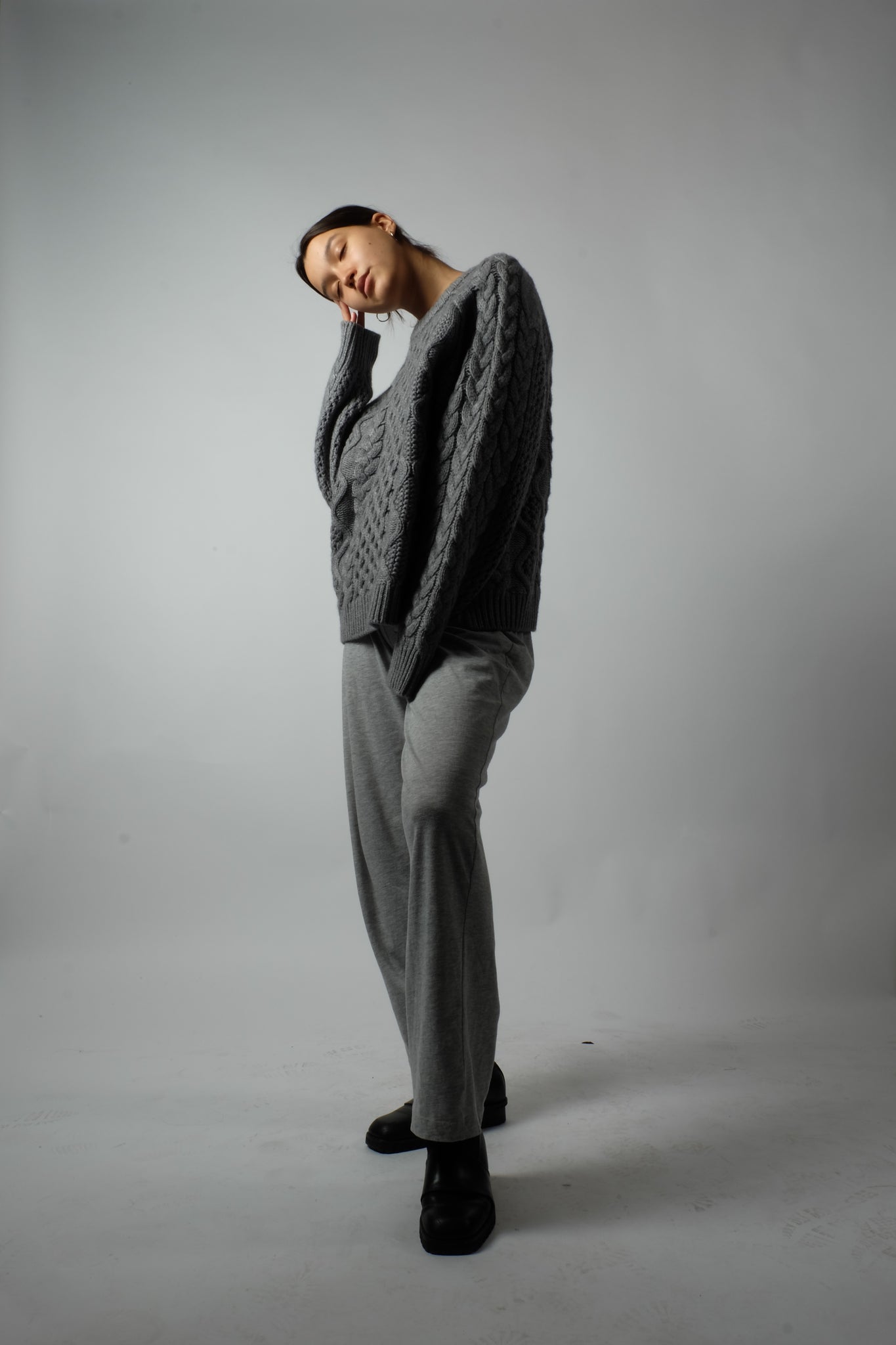 CIPRIANU CABLE KNIT PULLOVER BY LOULOU STUDIO IN GREY