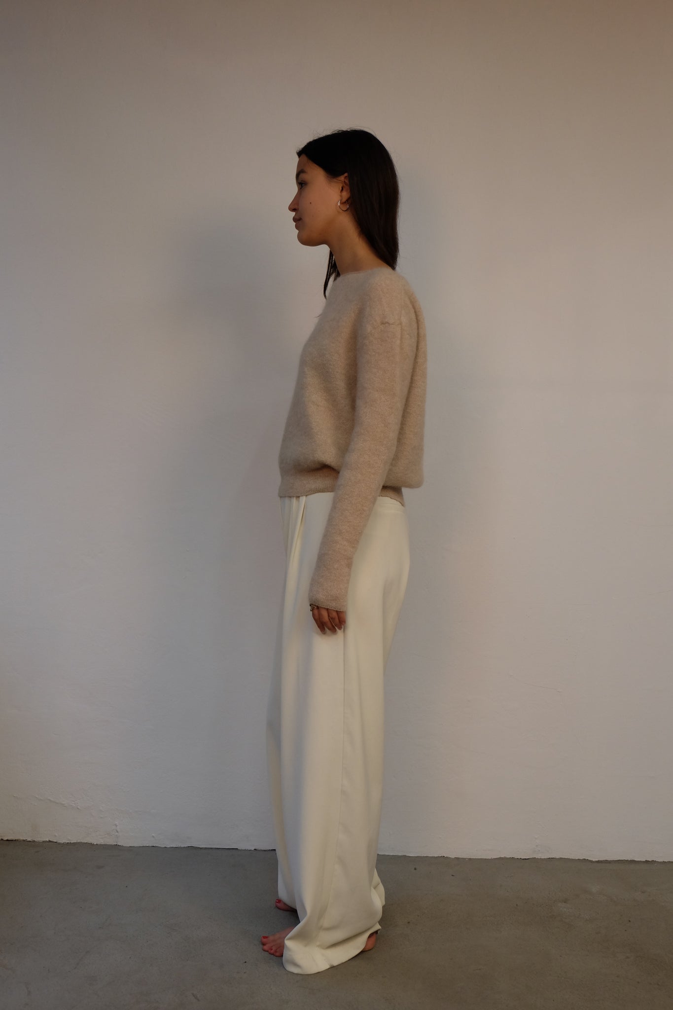 BOXY KNITTED SWEATER IN VANILLA