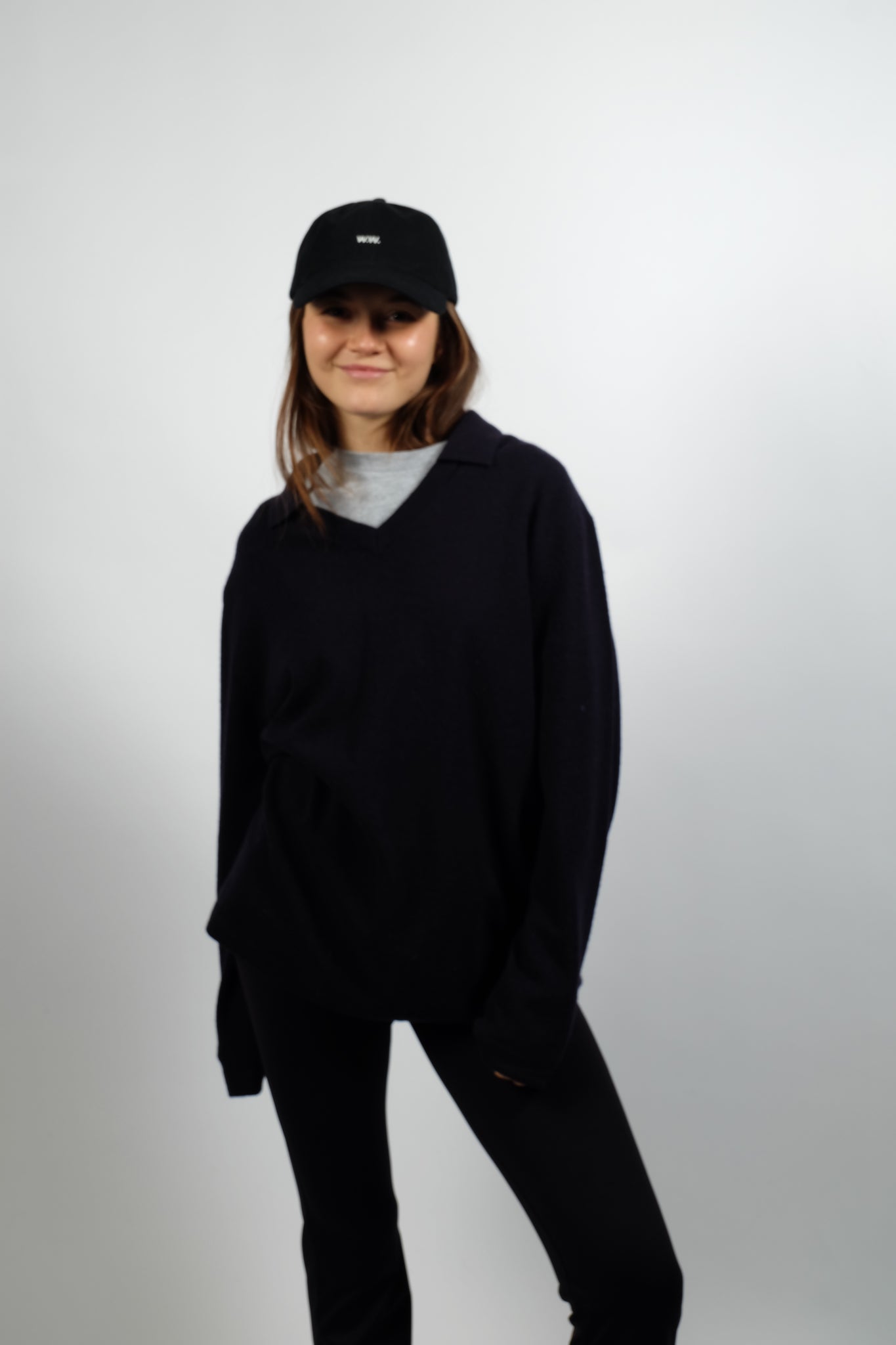 POLO NECK UNISEX OVERSIZED KNIT SWEATER BY HOPE IN DARK BLUE