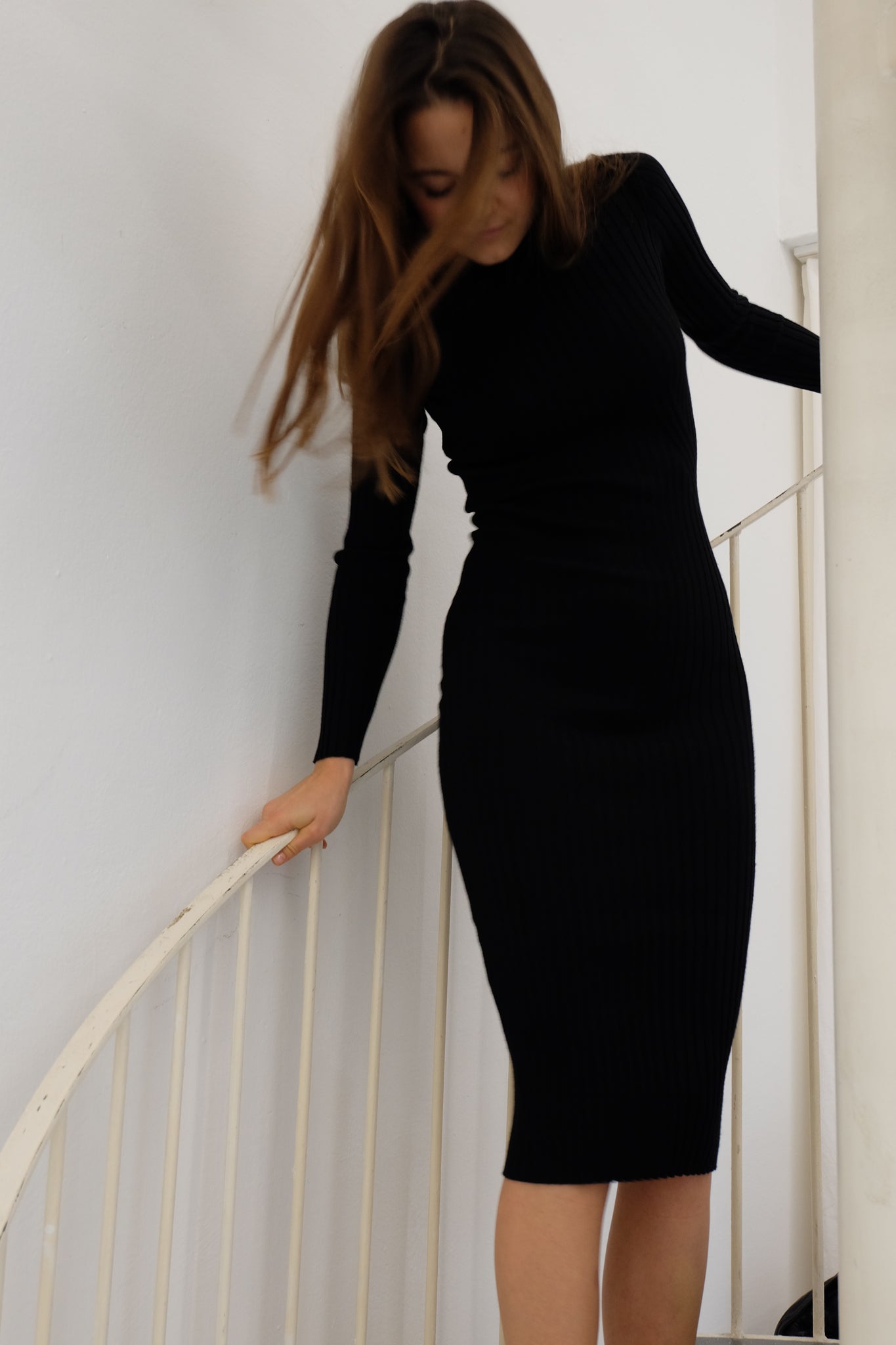 Karlina turtleneck knit dress in black