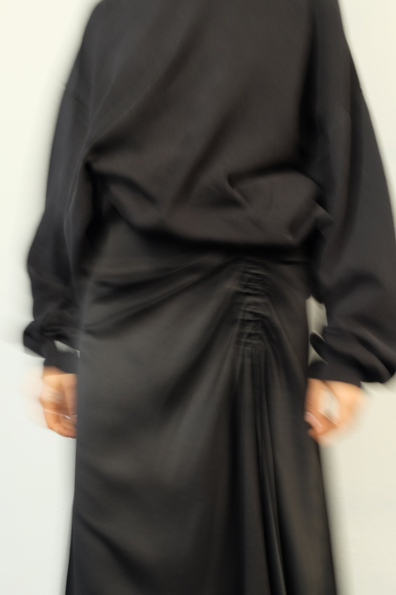 CIELO CORD DETAIL DRAPED SKIRT IN BLACK BY ÁERON