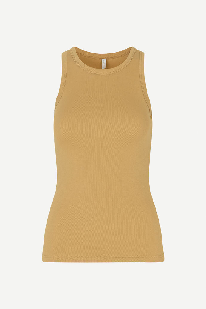 Ribbed tank top in Sand