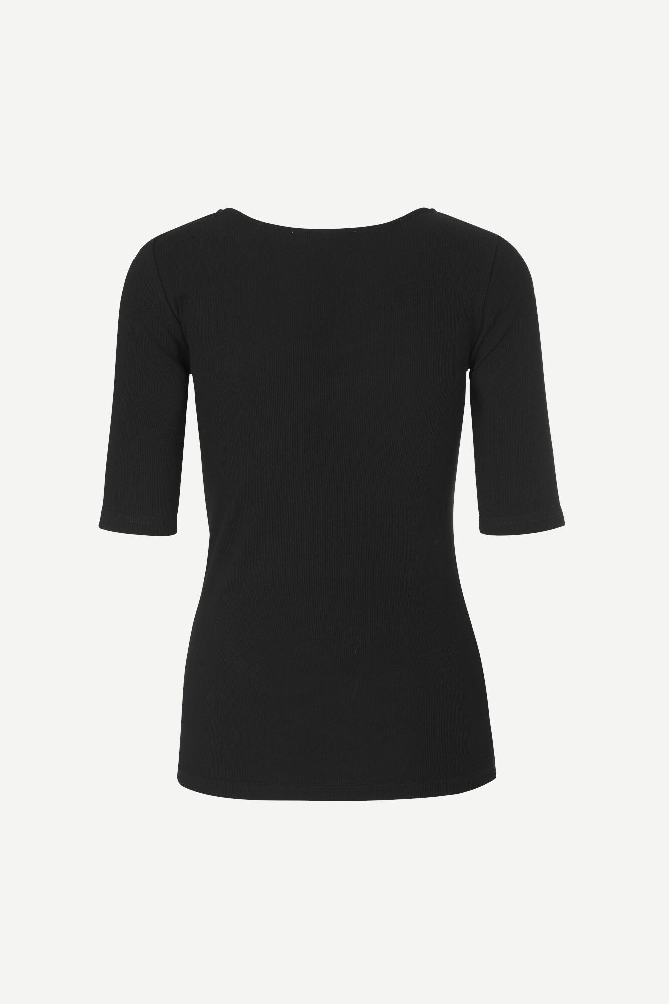 Ribbed shortsleeved shirt in black