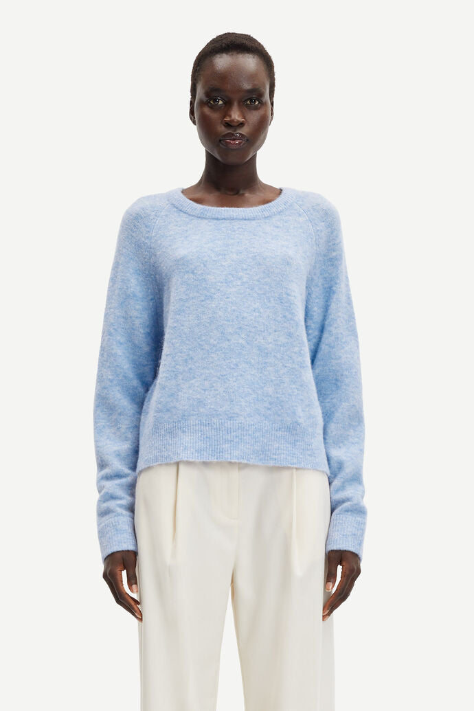Cropped Alpaca Knit Sweater in serenity