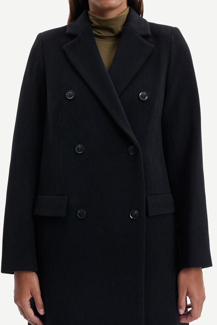 Long oversized wool coat in black
