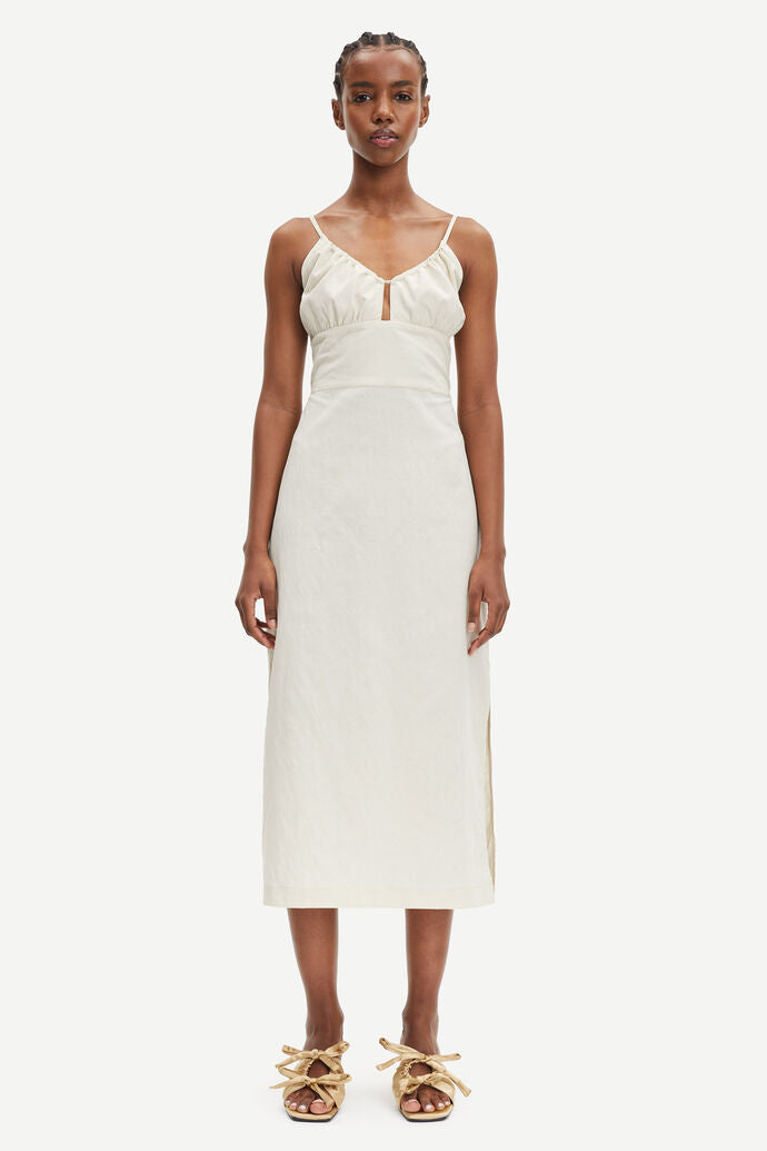 Holly open back dress in off white