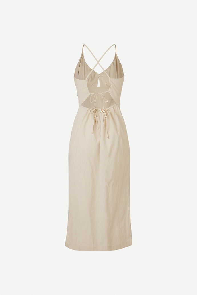 Holly open back dress in off white