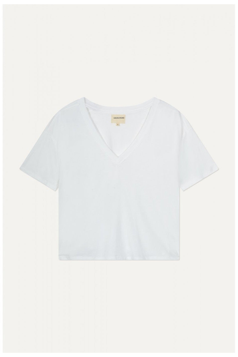 FAAA V NECK T-SHIRT WHITE BY LOULOU STUDIO - BEYOND STUDIOS