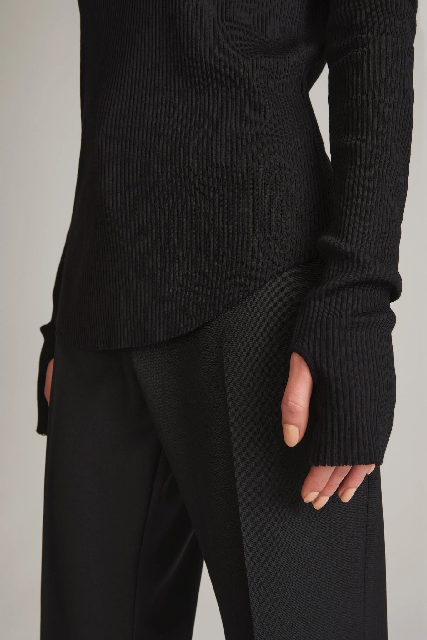 Turtleneck in black cotton rib by Hope